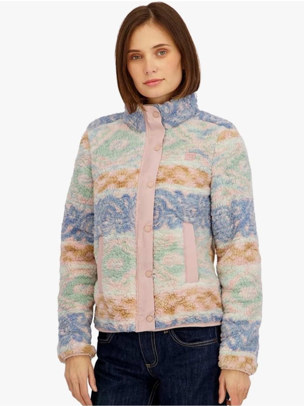 Billabong Full Zip Cozy Aztec print Sherpa Jacket Size XL